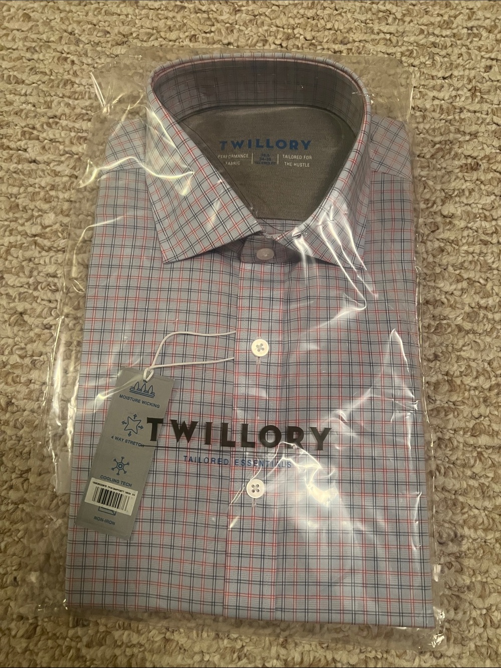 Twillory Men's Dress Shirt - Blue & Red Plaid